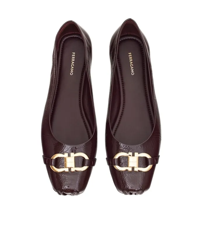 Ferragamo Gancini Embellished Ballet Flat Shoes