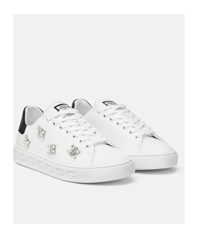 Versace Greca Embellished Lace-Up Sneakers