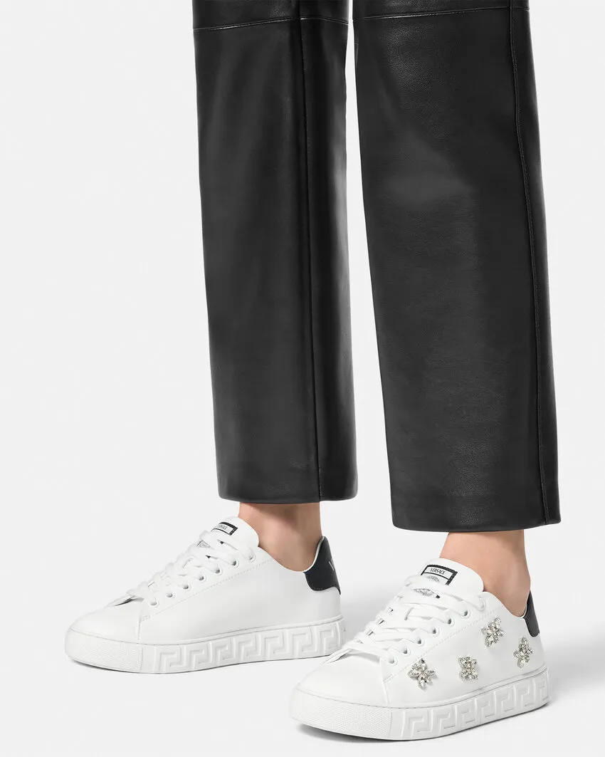 Versace Greca Embellished Lace-Up Sneakers