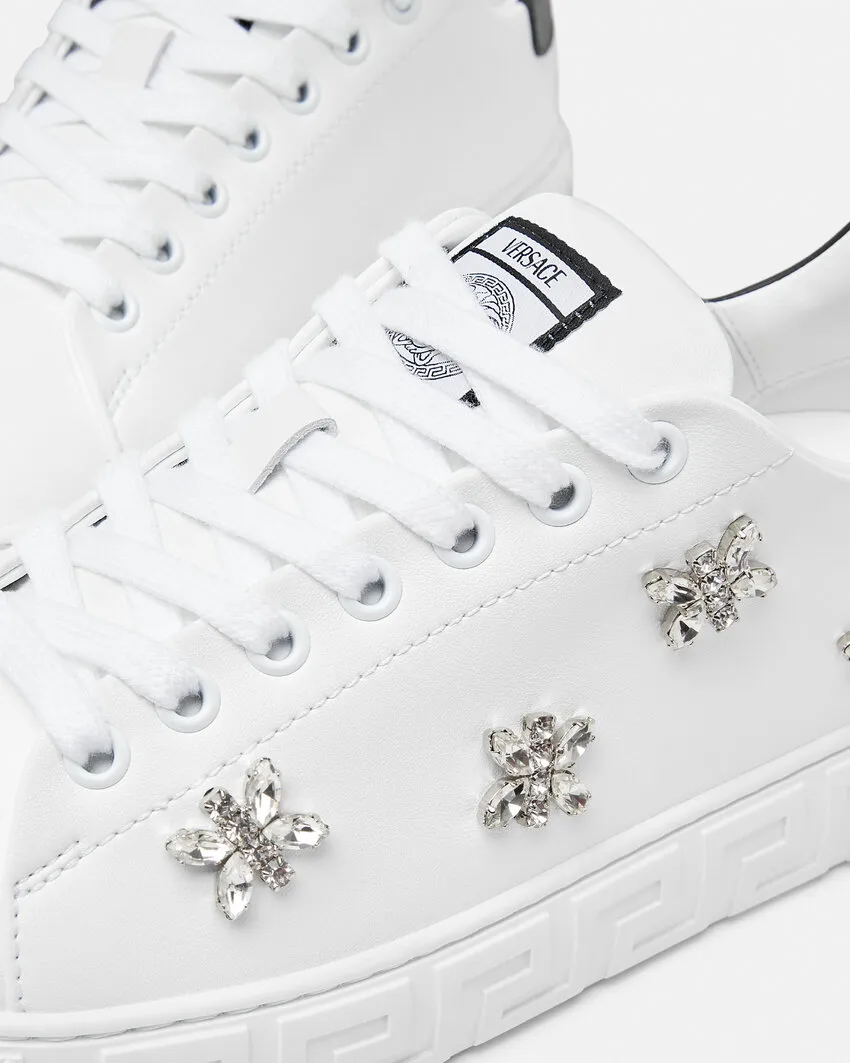 Versace Greca Embellished Lace-Up Sneakers