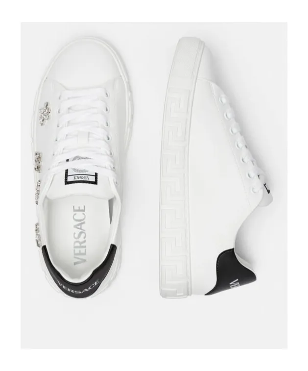 Versace Greca Embellished Lace-Up Sneakers