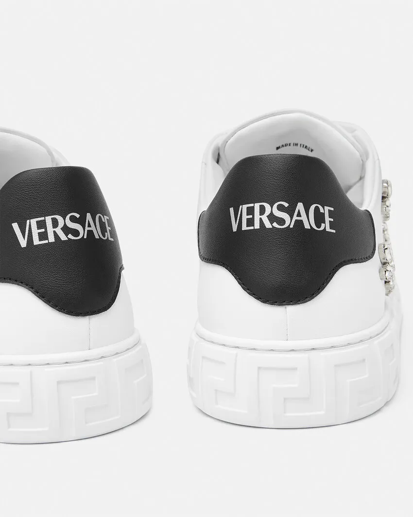 Versace Greca Embellished Lace-Up Sneakers