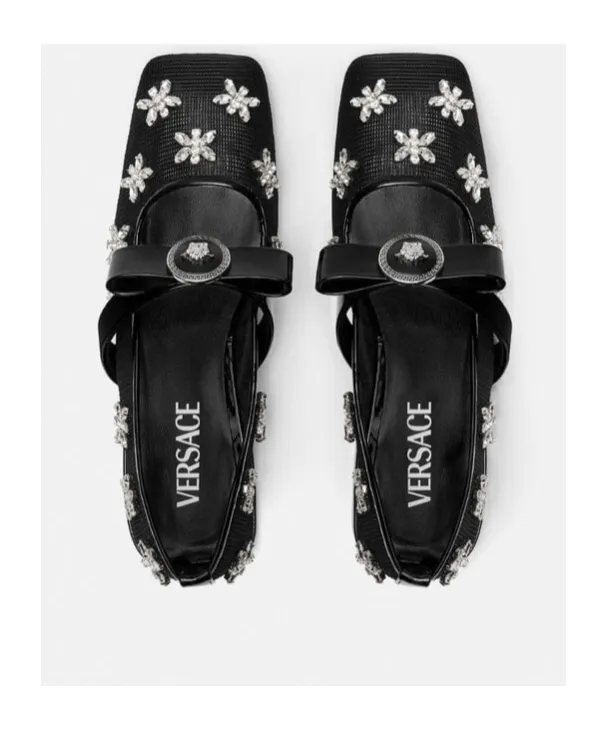 Versace Mesh Gianni Ribbon Ballerinas
