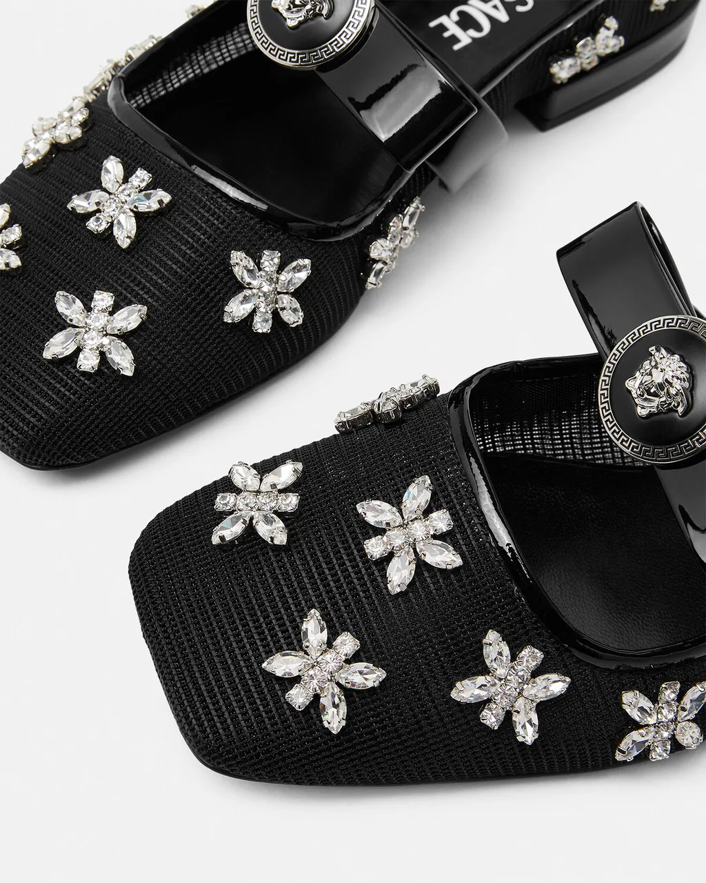 Versace Mesh Gianni Ribbon Ballerinas