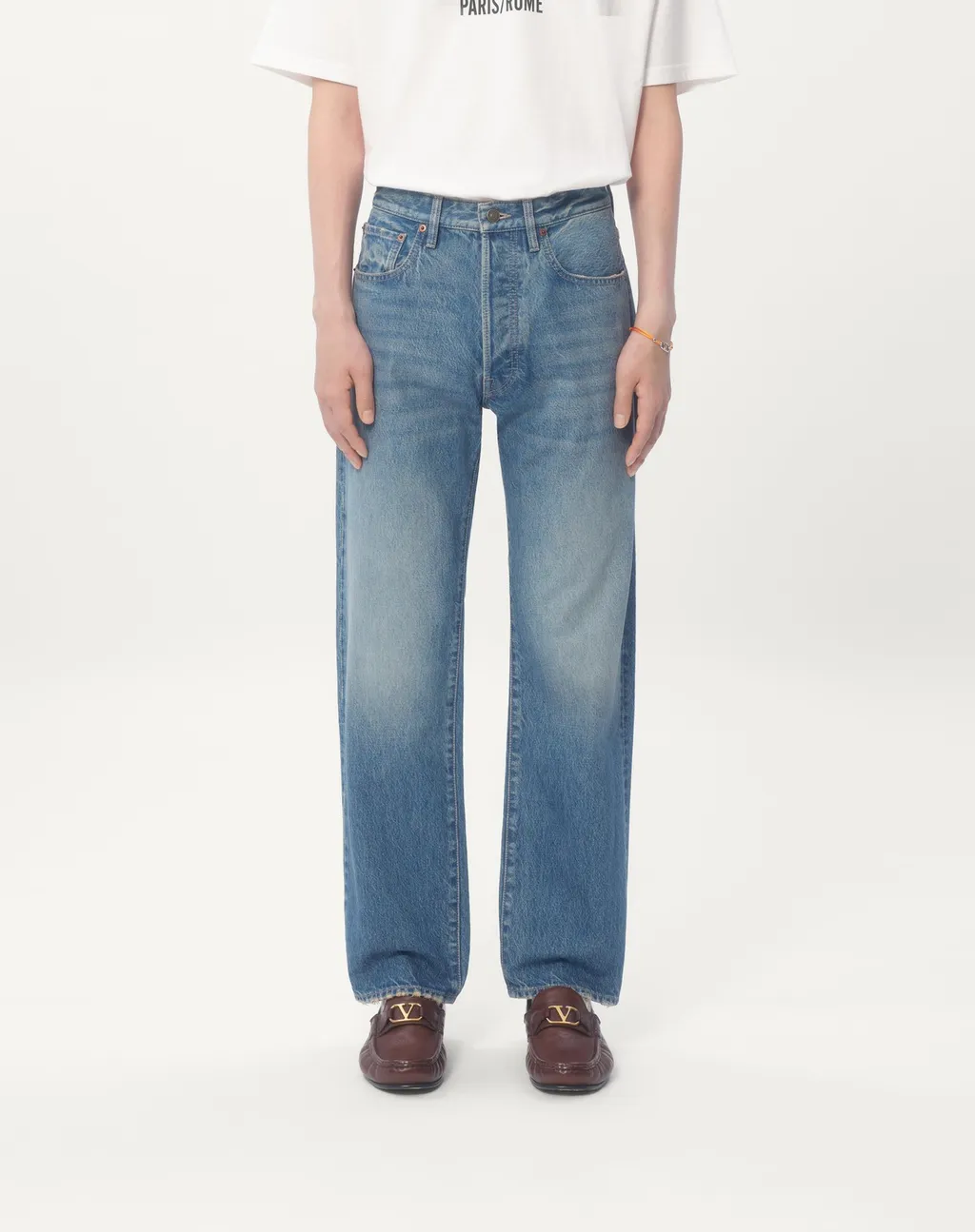 Valentino Logo Patch Straight Leg Jeans