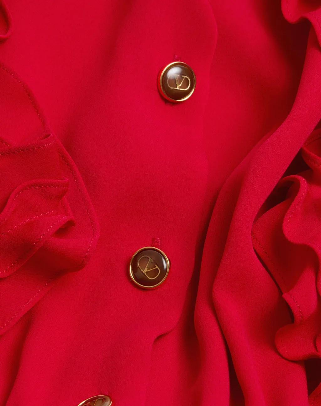Valentino Ruffle Detailed Georgette Midi Dress
