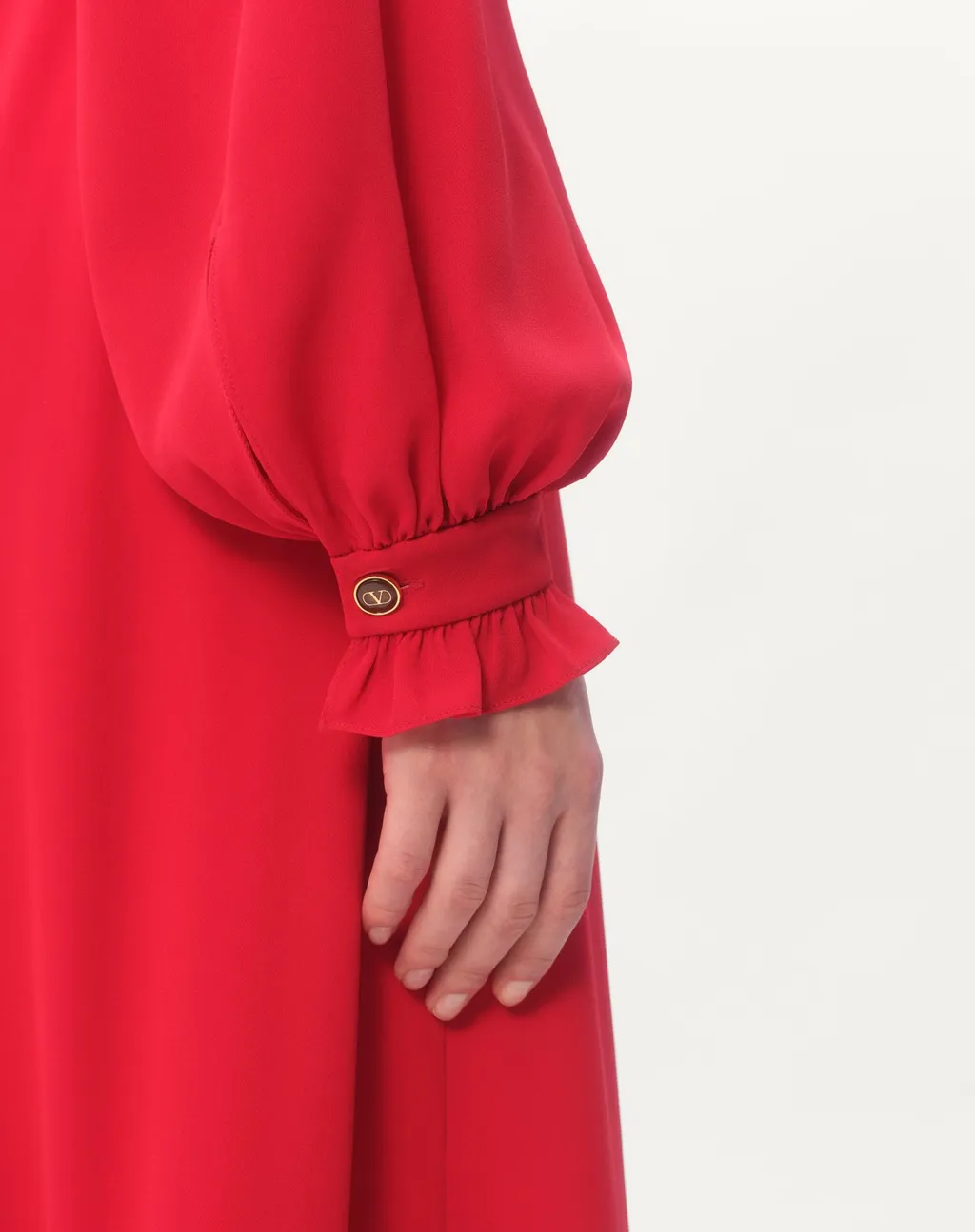 Valentino Ruffle Detailed Georgette Midi Dress