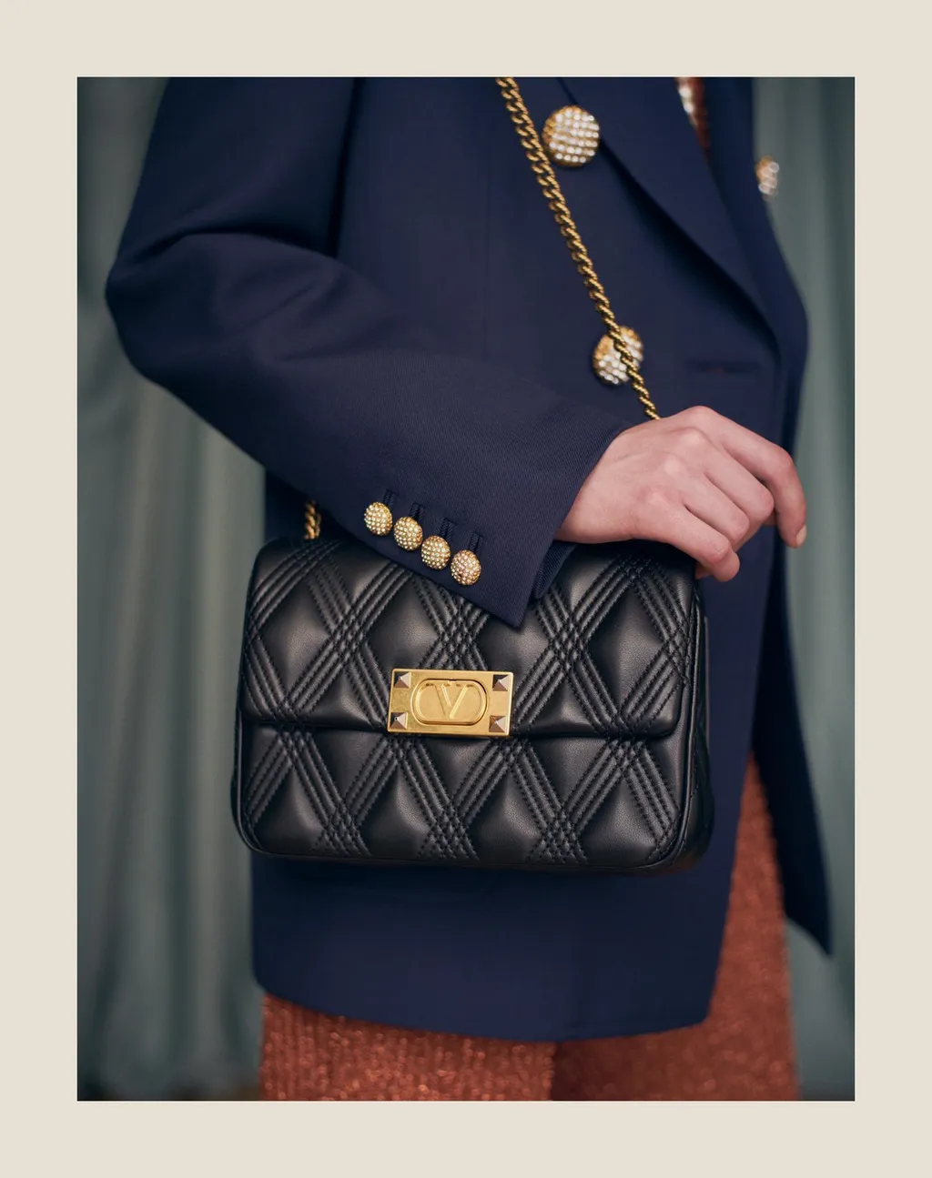 Valentino Garavani Rockstud Foldover Top Shoulder Bag