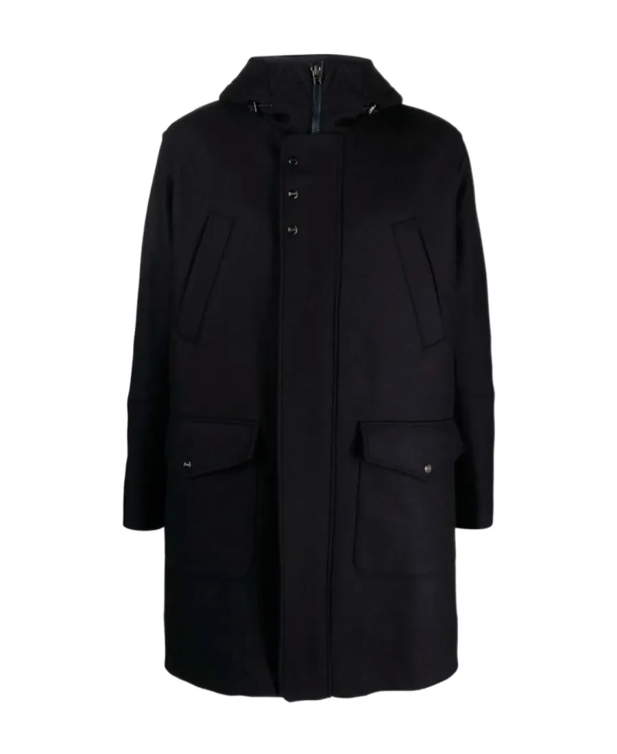 Logo-Plaque Fine-Ribbed Parka Coat