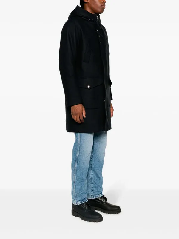 Logo-Plaque Fine-Ribbed Parka Coat