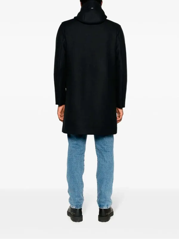 Logo-Plaque Fine-Ribbed Parka Coat