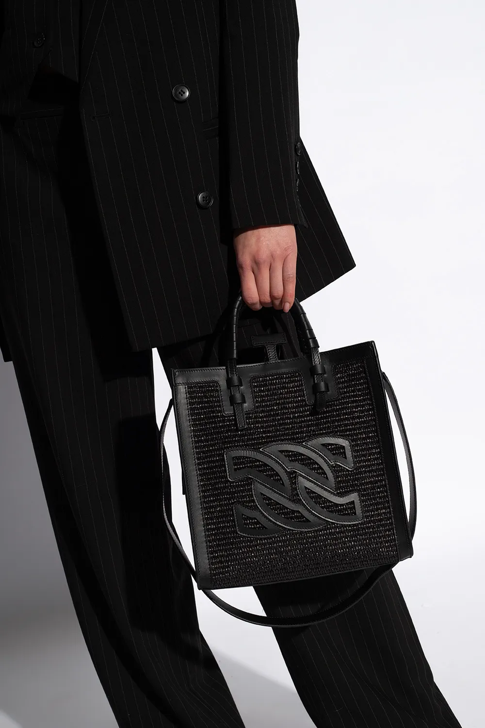 Casadei Baurivage Woven Top Handle Bag