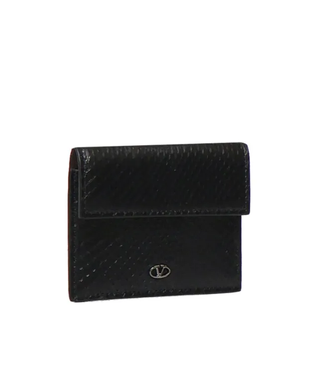 Valentino Logo Plaque Foldover Top Card Holder
