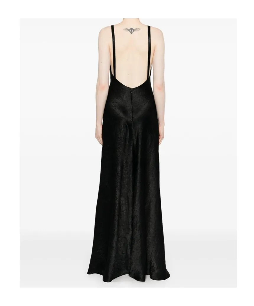 Alexander Mcqueen Crinkled-Finish V-Neck Maxi Dress