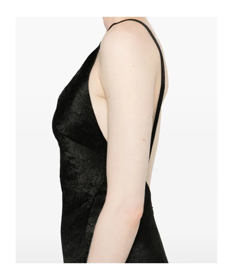 Alexander Mcqueen Crinkled-Finish V-Neck Maxi Dress