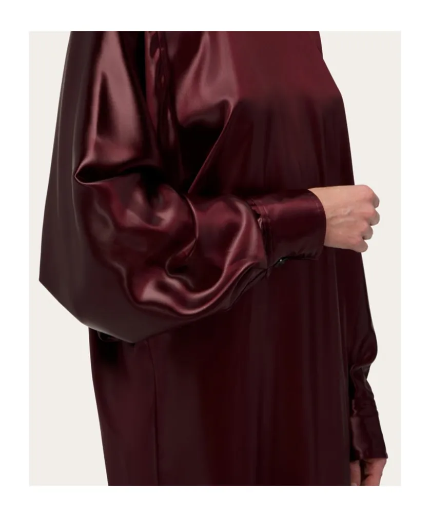 Salvatore Ferragamo High-Neck Long-Sleeved Satin Dress