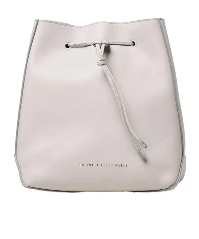 Brunello Cucinelli Embellished Logo Printed Bucket Bag