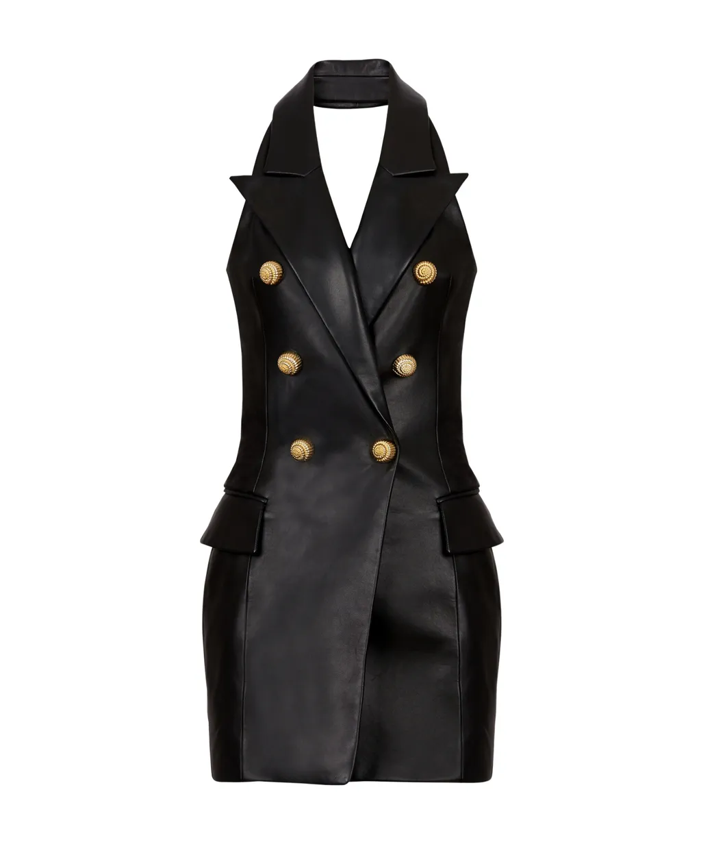 Lambskin Leather Halterneck Dress