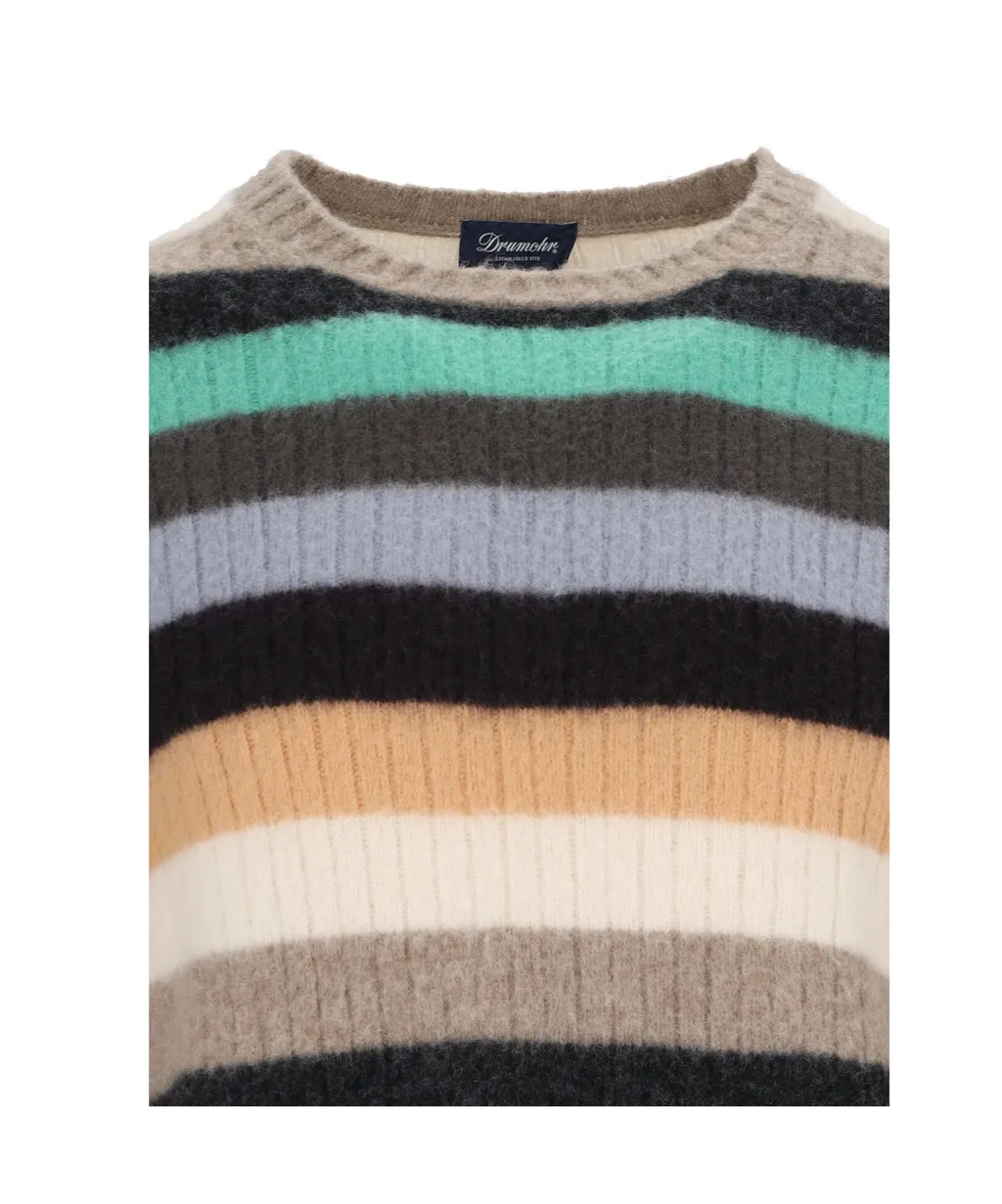 Drumohr Striped Ribbed Knit Pullover