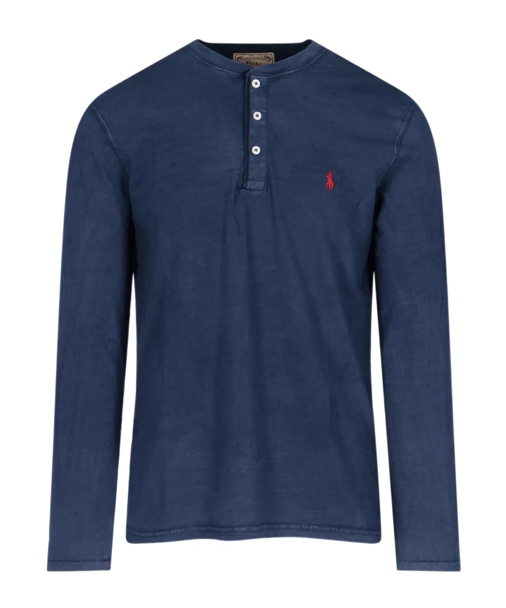 Button Down Embroidered Logo T-Shirt