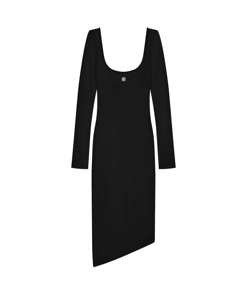 Asymmetric Dress In Knit With 4G Liquid Detail