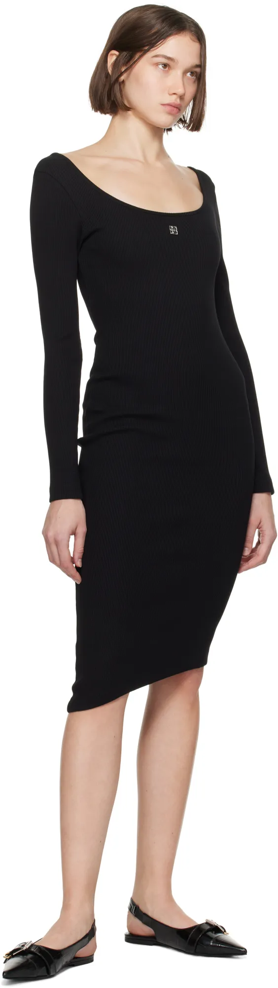 Asymmetric Dress In Knit With 4G Liquid Detail