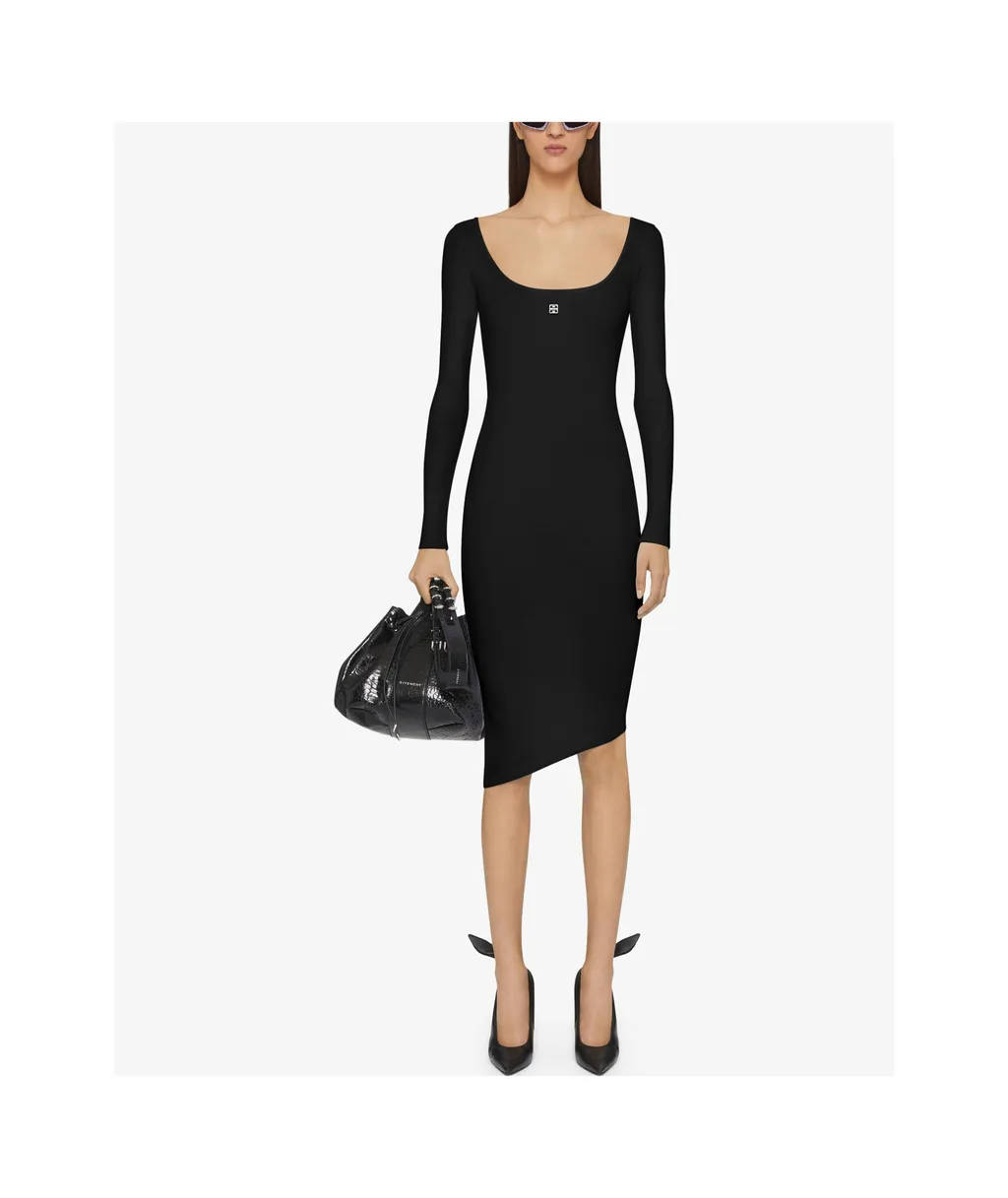 Asymmetric Dress In Knit With 4G Liquid Detail