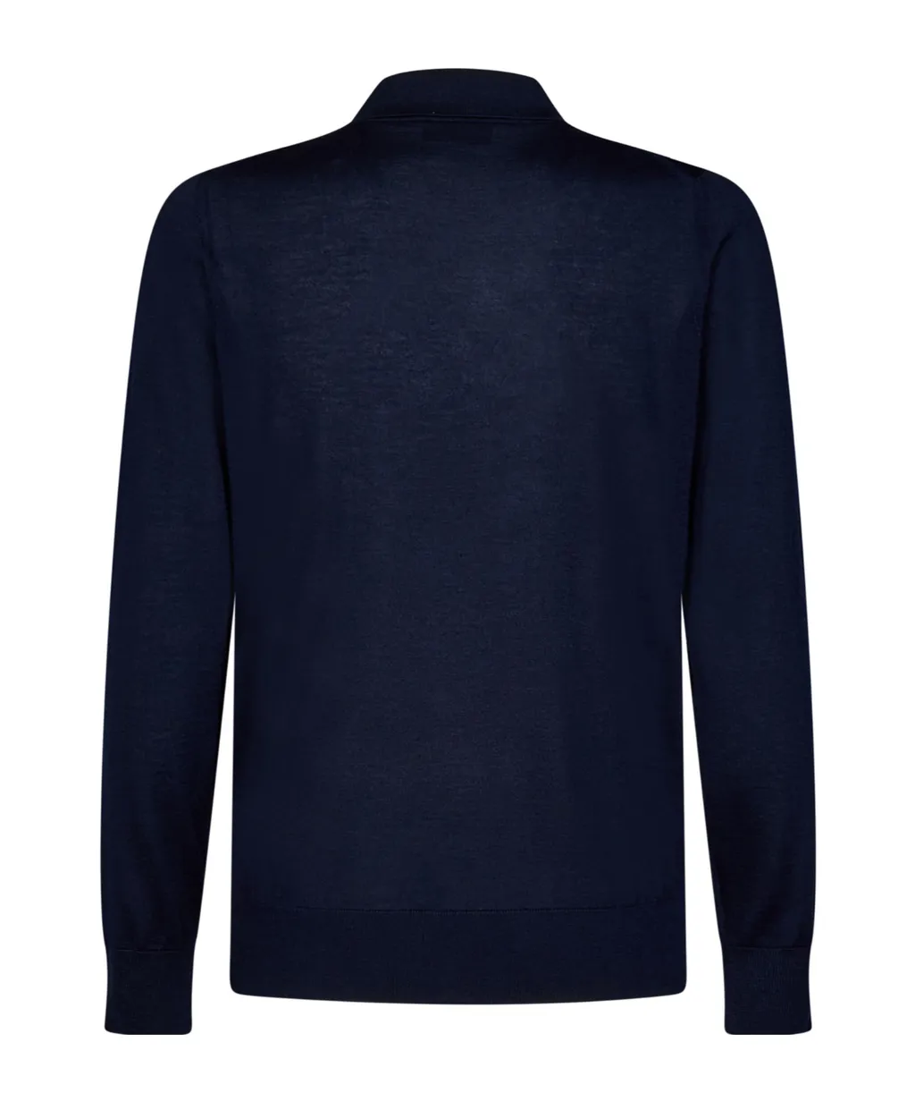 Brioni Long-Sleeved Fine Knit Polo Shirt