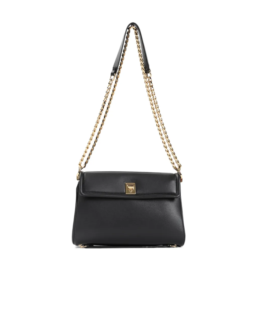 Valentino Logo Plaque Foldover Top Shoulder Bag