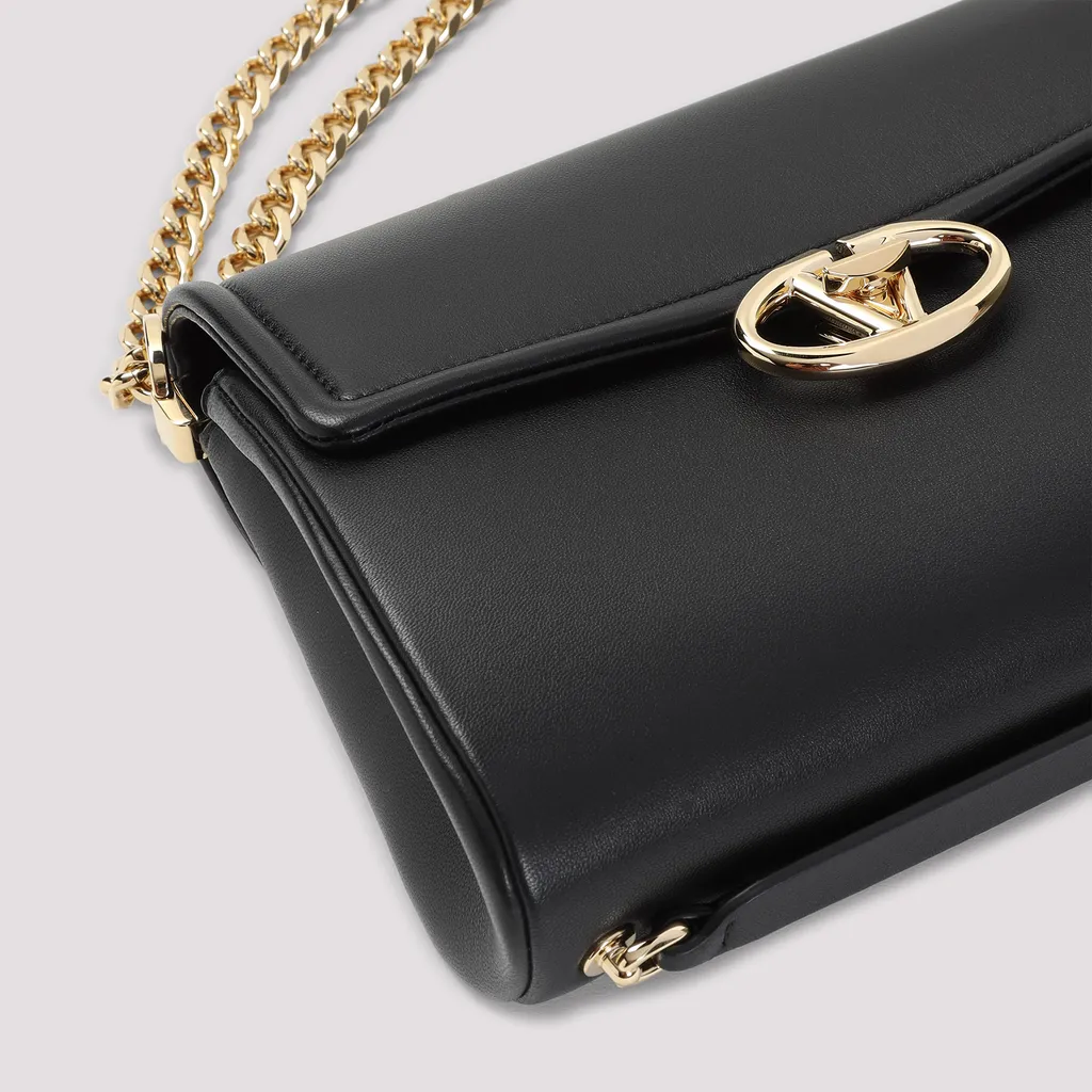 Valentino Logo Plaque Foldover Top Shoulder Bag