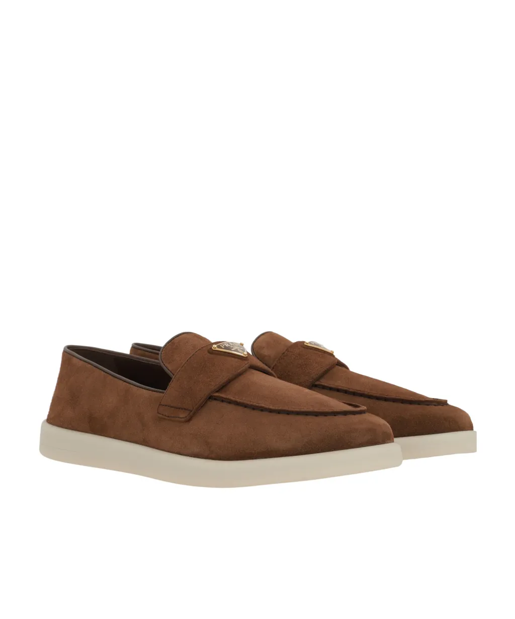 Prada Logo Plaque Slip-On Loafers