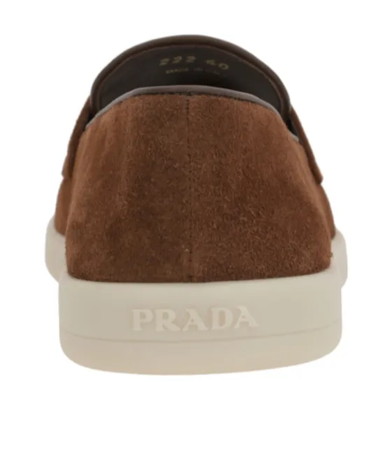 Prada Logo Plaque Slip-On Loafers