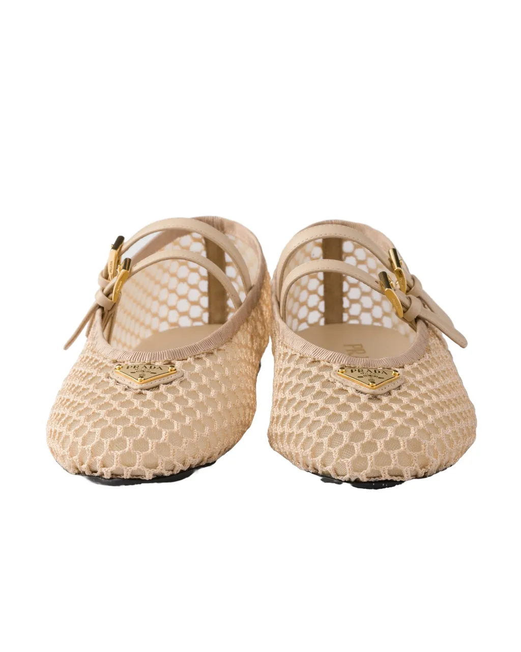 Prada Triangle-Logo Mesh Ballet Flats