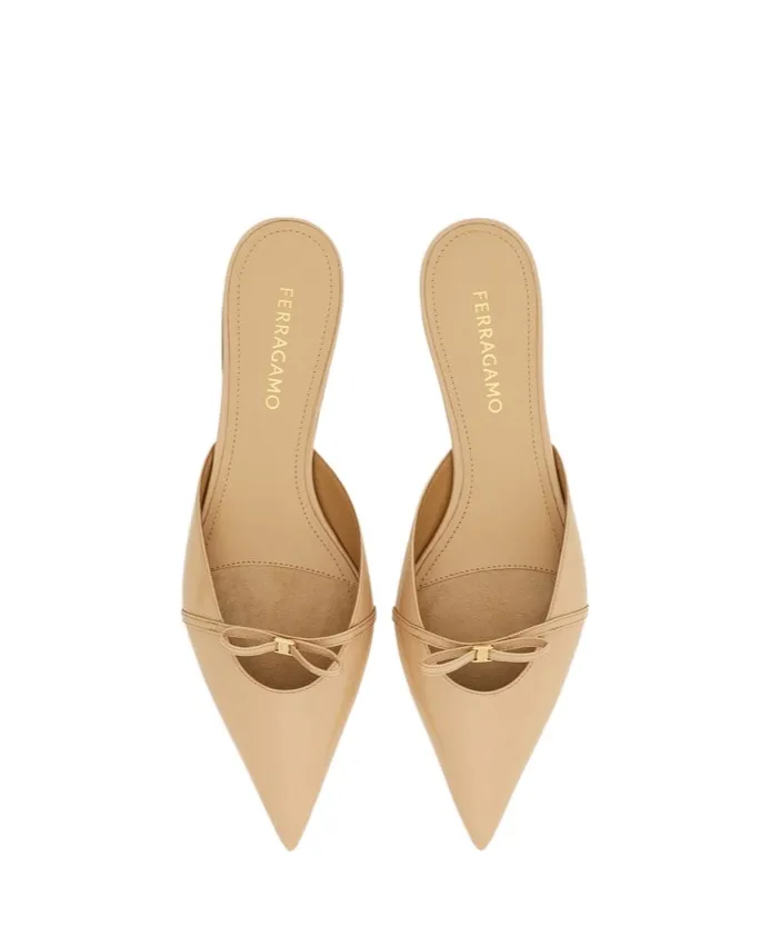 Ferragamo Mini Bow Pointed-Toe Mules