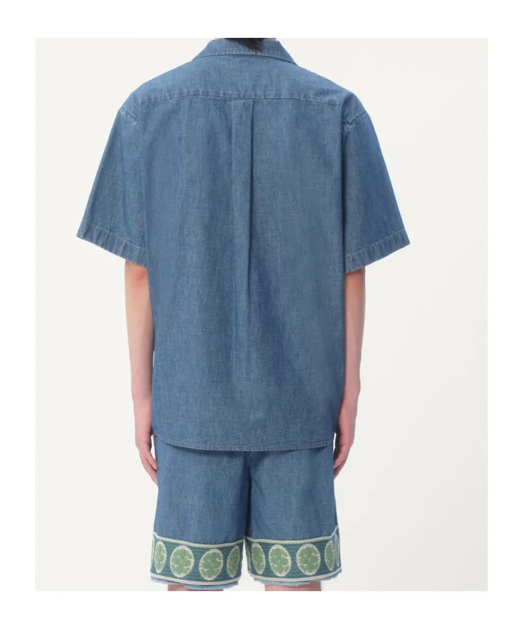 Valentino Straight Hem Denim Bowling Shirt