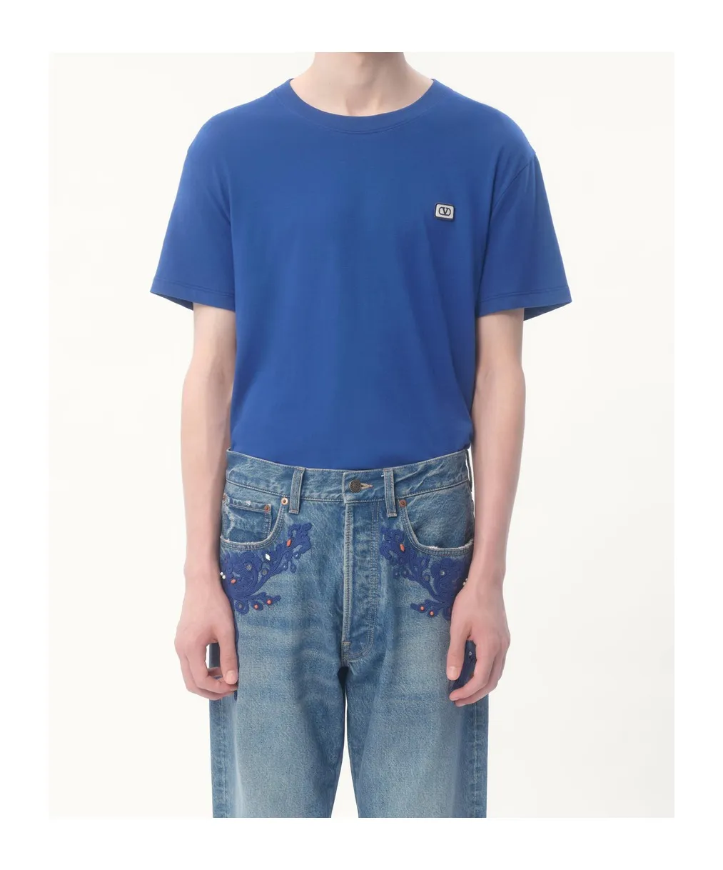 Valentino Vlogo Embroidered Crewneck T-Shirt