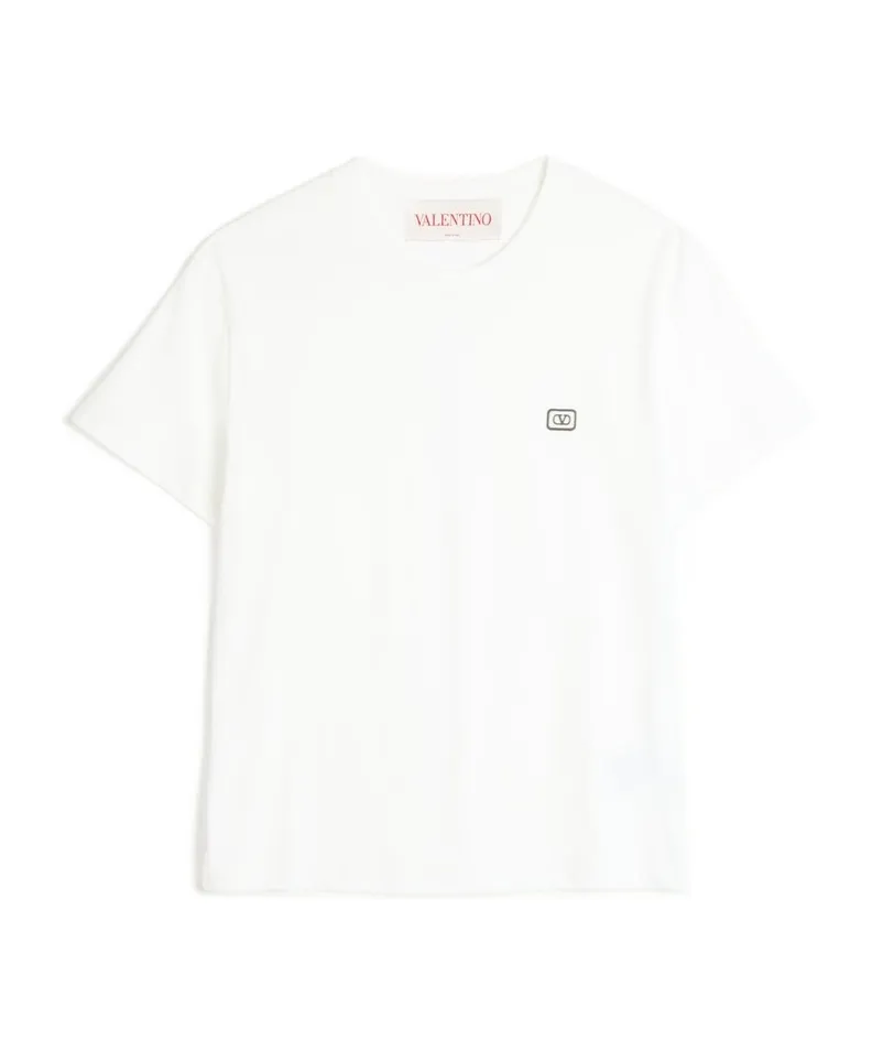 Cotton T-Shirt With Vlogo Patch
