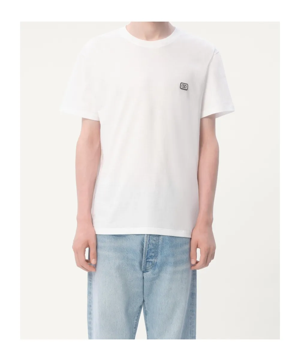 Cotton T-Shirt With Vlogo Patch