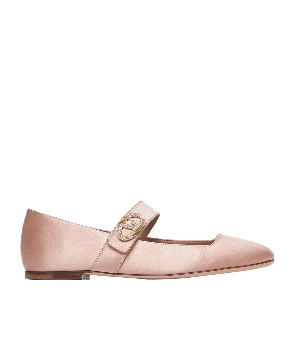 Valentino Vlogo Locker Mary-Jane Slip-On Ballet Flats