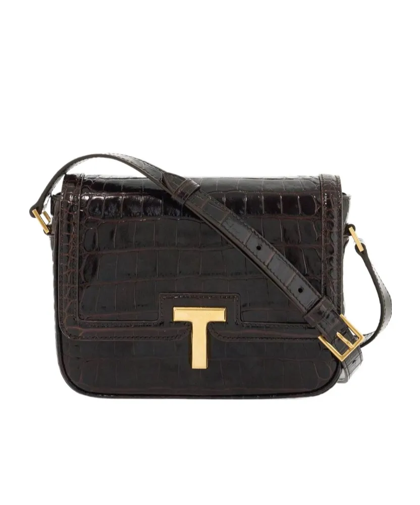 Tom Ford T Logo Embossed Crossbody Bag
