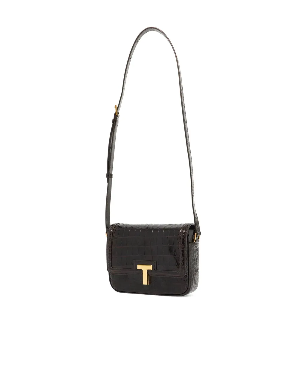 Tom Ford T Logo Embossed Crossbody Bag