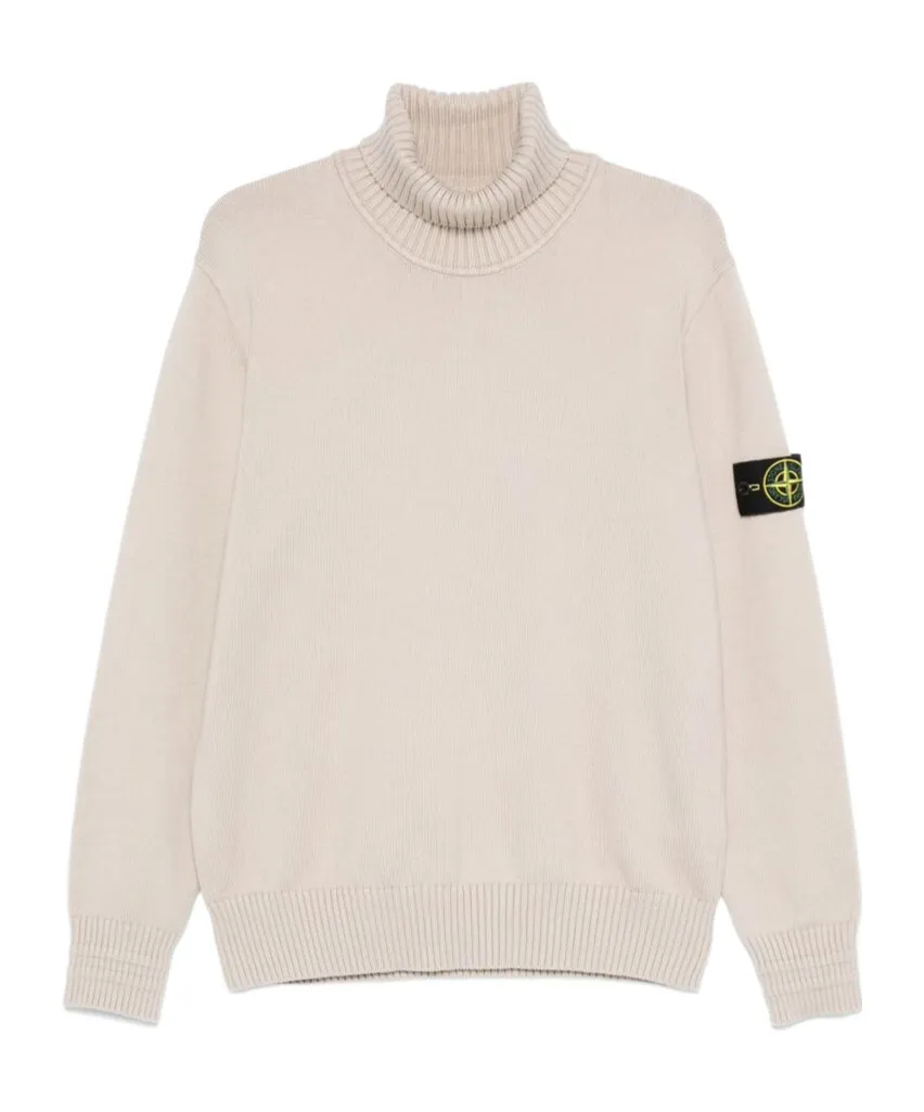 Stone Island Logo Patch Roll Neck Jumper
