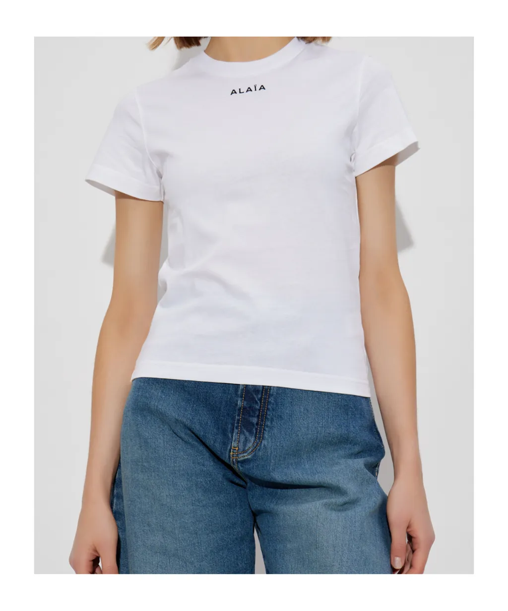 AlaÏA Logo Embroidered Crewneck T-Shirt