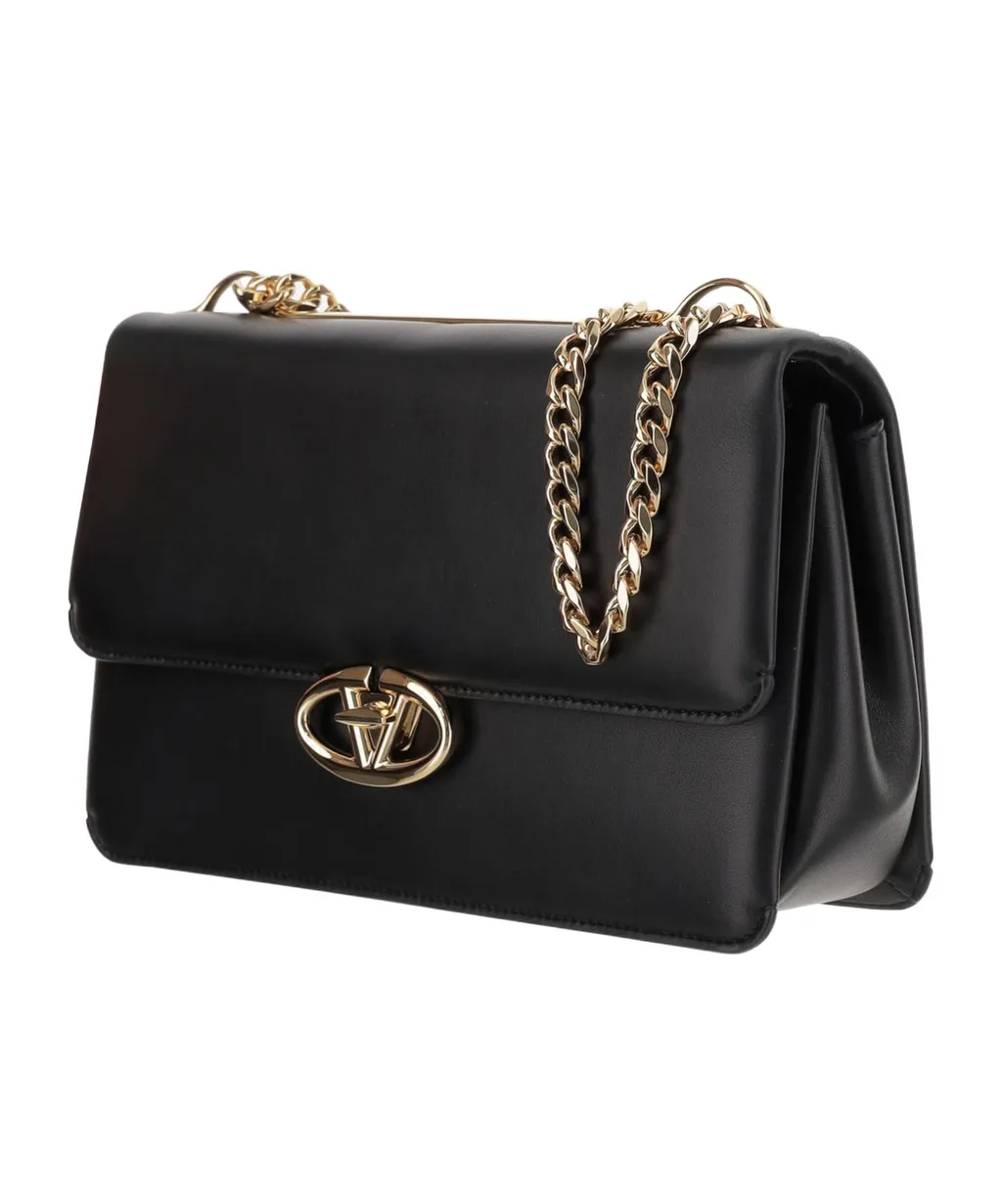 Valentino Logo Plaque Foldover Top Shoulder Bag