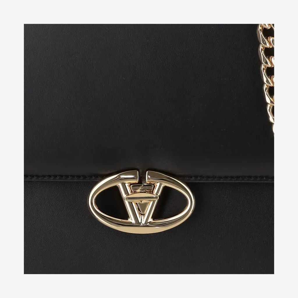 Valentino Logo Plaque Foldover Top Shoulder Bag