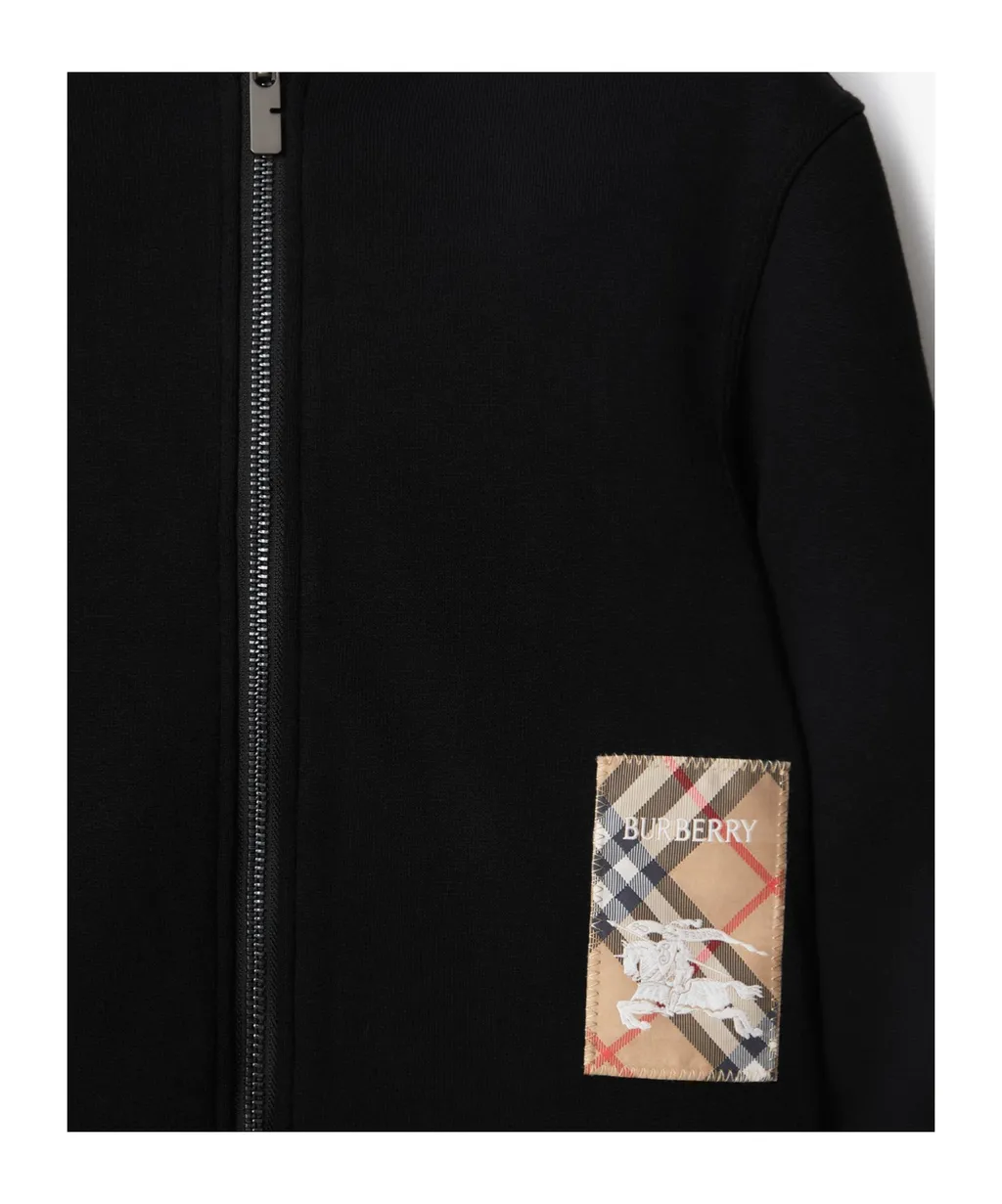 Burberry Kids Checked-Patch Zip-Up Hoodie