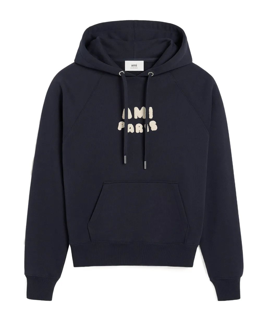 Ami Paris Ami De Coeur Logo Embroidered Zip-Up Hoodie