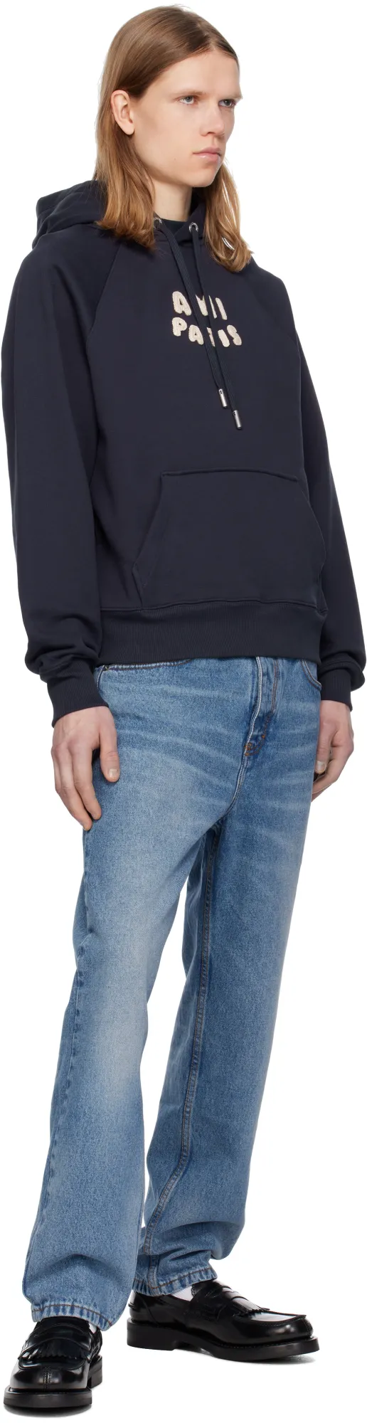 Ami Paris Ami De Coeur Logo Embroidered Zip-Up Hoodie