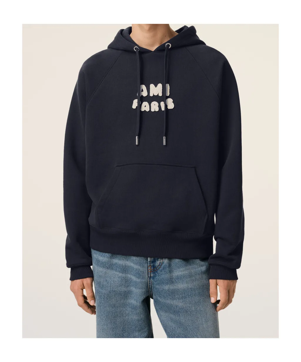Ami Paris Ami De Coeur Logo Embroidered Zip-Up Hoodie
