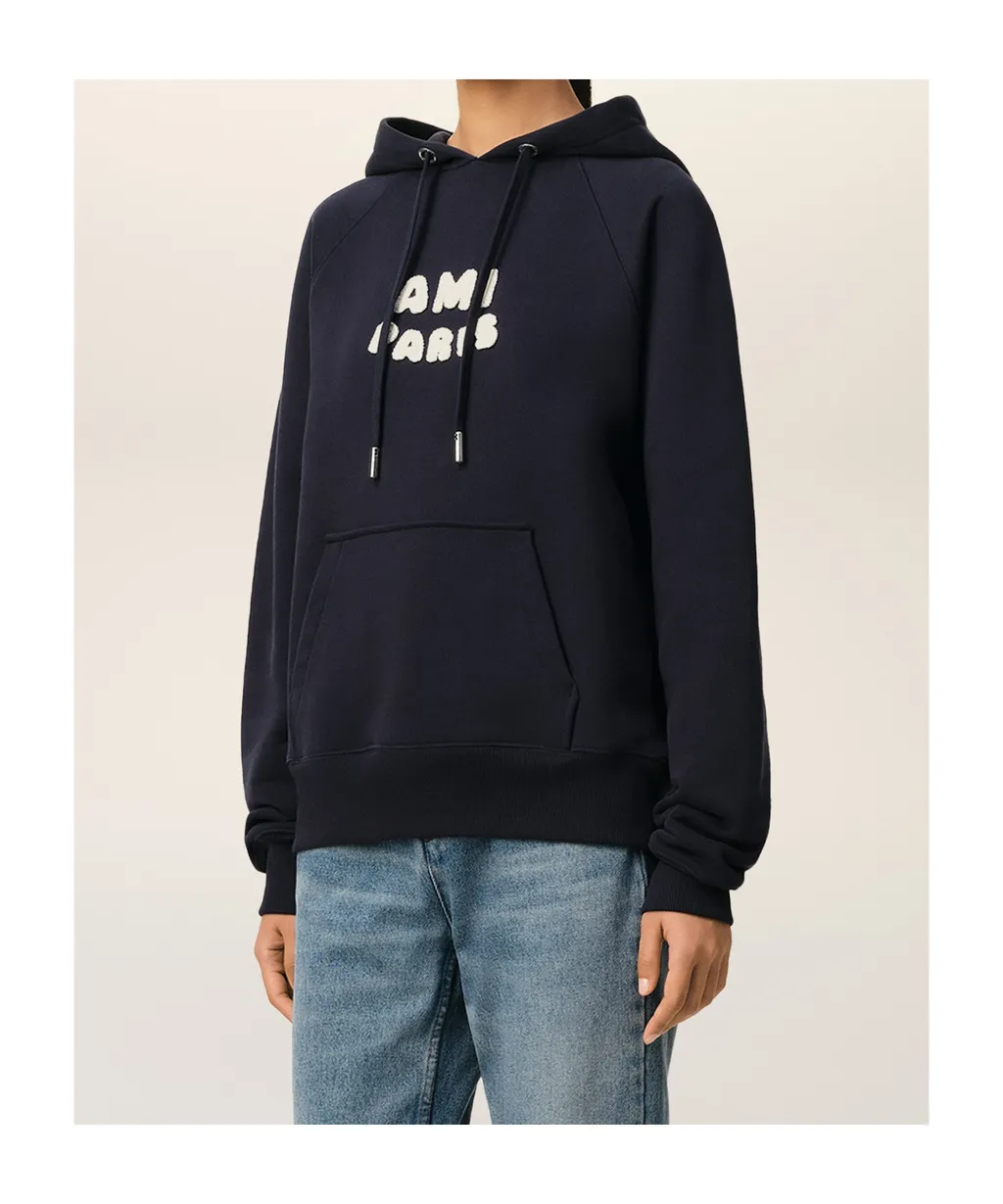 Ami Paris Ami De Coeur Logo Embroidered Zip-Up Hoodie